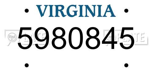 5980845 Virginia License Plate
