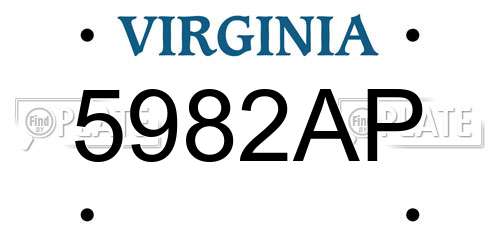 5982AP Virginia License Plate