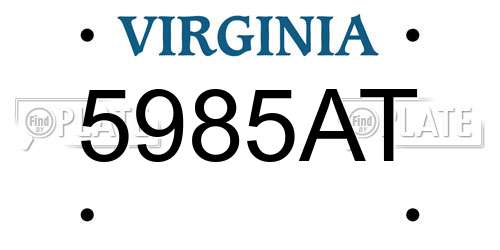 5985AT Virginia License Plate