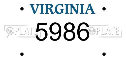 5986 Virginia License Plate