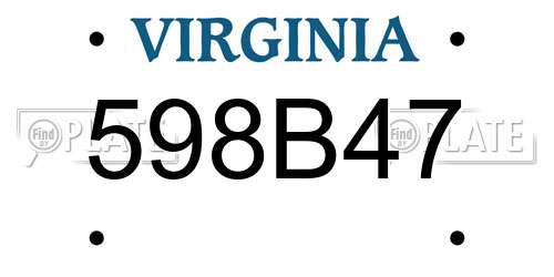 598B47 Virginia License Plate