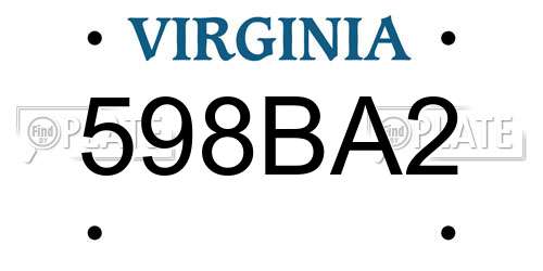 598BA2 Virginia License Plate