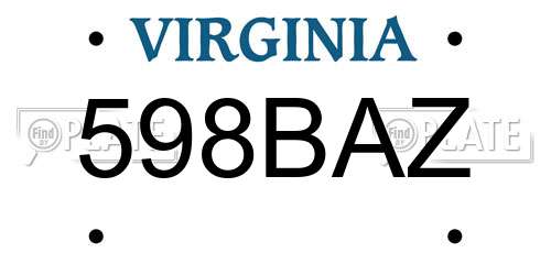 598BAZ Virginia License Plate