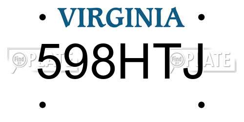 598HTJ Virginia License Plate