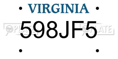 598JF5 Virginia License Plate