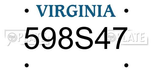 598S47 Virginia License Plate