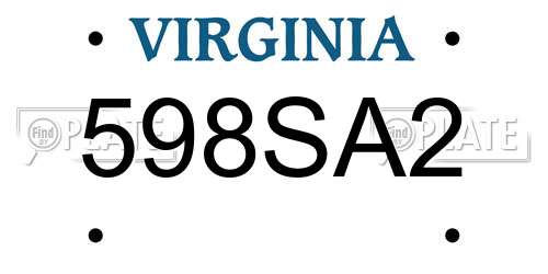 598SA2 Virginia License Plate