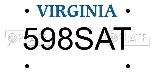 598SAT Virginia License Plate