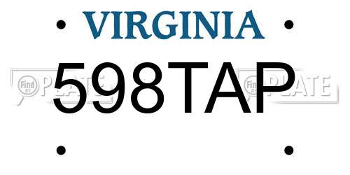 598TAP Virginia License Plate