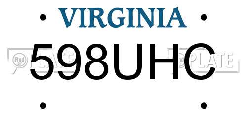 598UHC Virginia License Plate