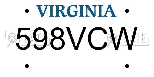598VCW Virginia License Plate
