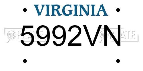 5992VN Virginia License Plate