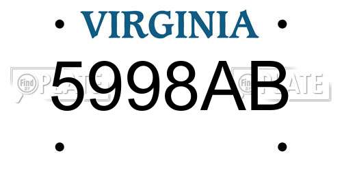 5998AB Virginia License Plate