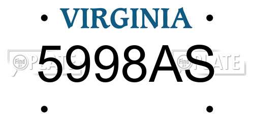 5998AS Virginia License Plate