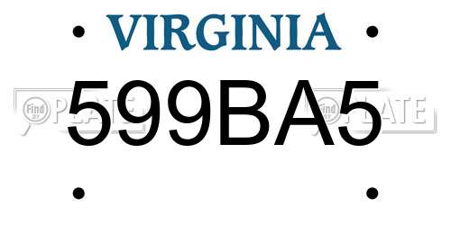 599BA5 Virginia License Plate