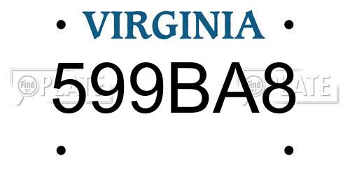 599BA8 Virginia License Plate
