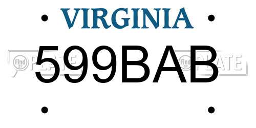 599BAB Virginia License Plate
