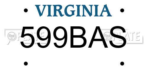 599BAS Virginia License Plate