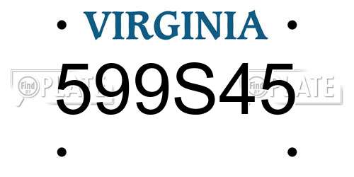 599S45 Virginia License Plate