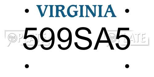 599SA5 Virginia License Plate
