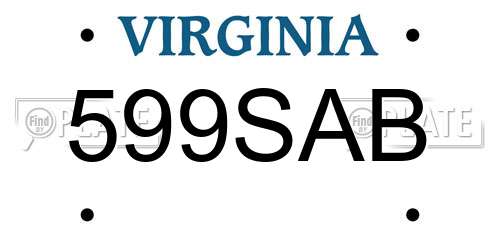 599SAB Virginia License Plate
