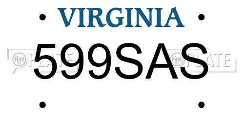 599SAS Virginia License Plate