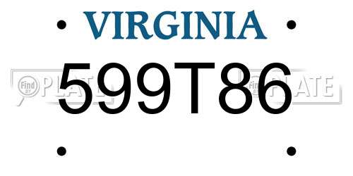 599T86 Virginia License Plate