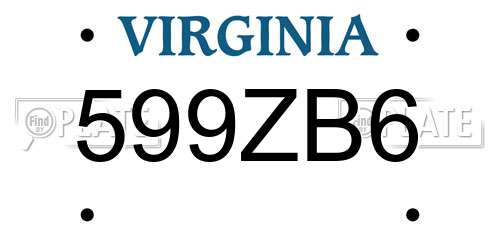 599ZB6 Virginia License Plate