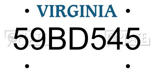 59BD545 Virginia License Plate