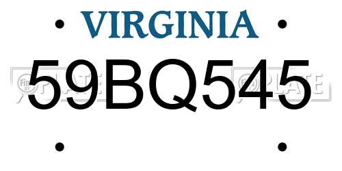 59BQ545 Virginia License Plate