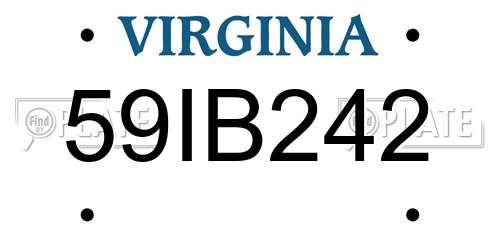 59IB242 Virginia License Plate