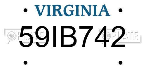 59IB742 Virginia License Plate