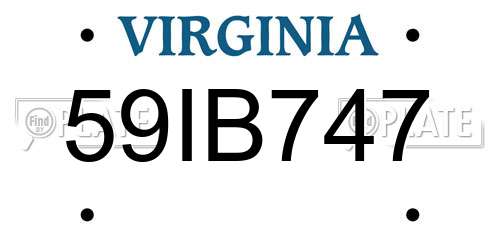 59IB747 Virginia License Plate