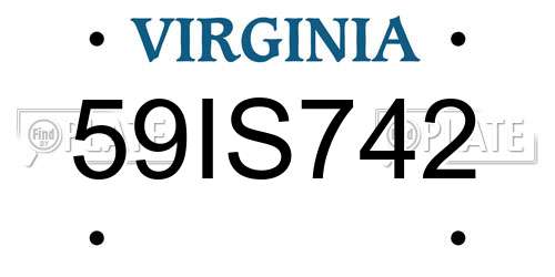 59IS742 Virginia License Plate