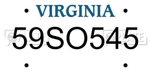 59SO545 Virginia License Plate
