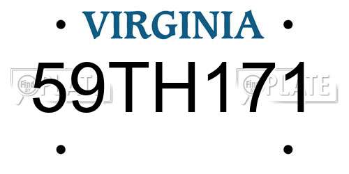 59TH171 Virginia License Plate