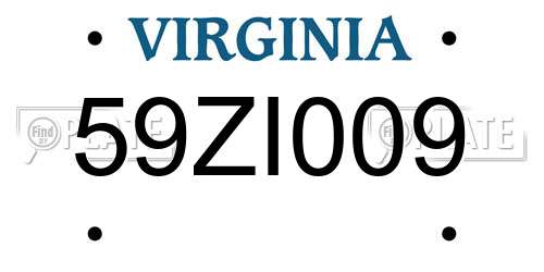 59ZI009 Virginia License Plate