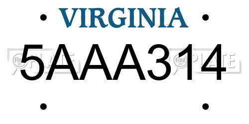 5AAA314 Virginia License Plate