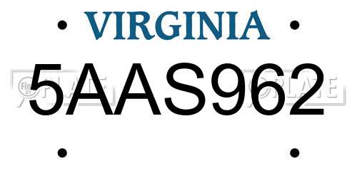 5AAS962 Virginia License Plate