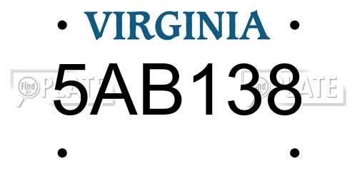5AB138 Virginia License Plate