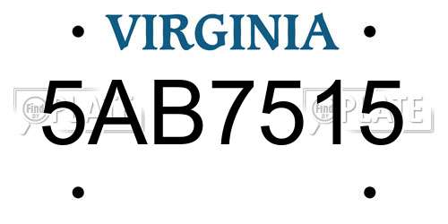 5AB7515 Virginia License Plate