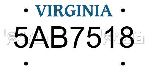 5AB7518 Virginia License Plate