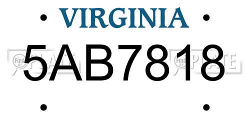 5AB7818 Virginia License Plate