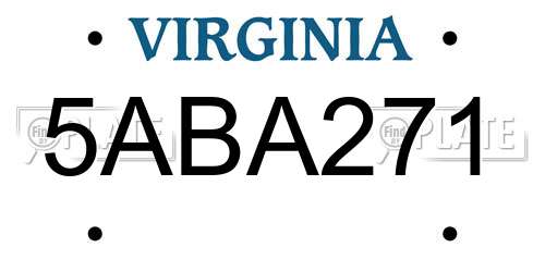 5ABA271 Virginia License Plate