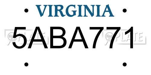 5ABA771 Virginia License Plate