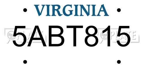 5ABT815 Virginia License Plate