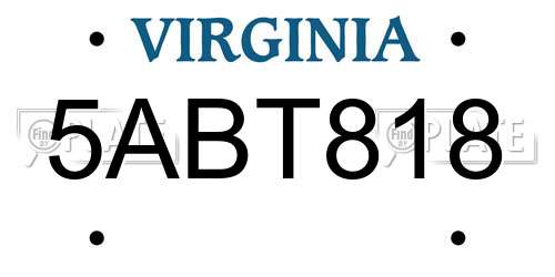 5ABT818 Virginia License Plate