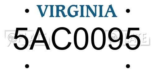 5AC0095 Virginia License Plate
