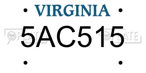 5AC515 Virginia License Plate