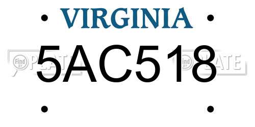 5AC518 Virginia License Plate